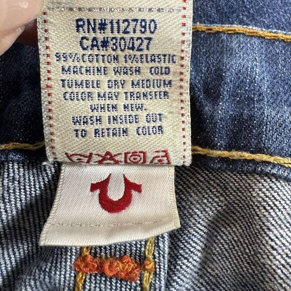 Vintage True Religion Jeans Womens 28 Blue Joey Low Rise Flare Made in USA Y2K - Picture 12 of 16
